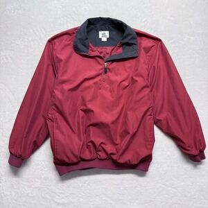 Outdoor World Golf Apparel Pullover Jacket Burgundy Mens Size L Windbreaker